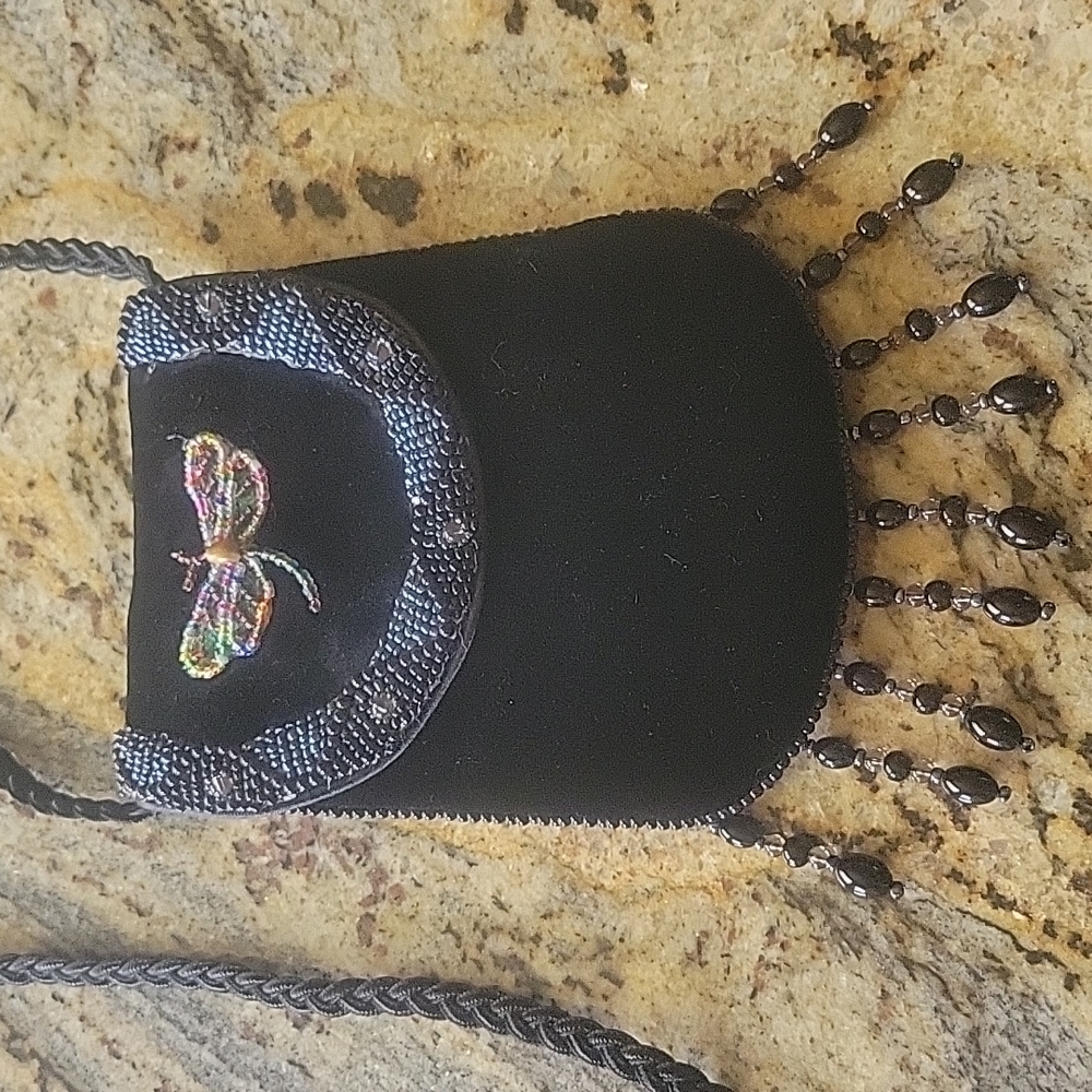 Velour Super cute black crossbody bag - Picture 2 of 9